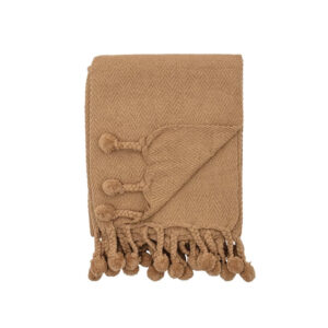 50"x 60" Dijon Cotton Throw with Pom Pom Tassels