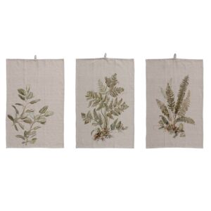 Set of 3 Botanical Linen Tea Towels