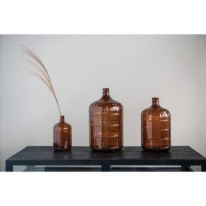 Vintage Style Amber Colored Glass Bottle Vase - Medium