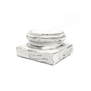 6" White Rustic Round Top Wooden Riser Pedestal