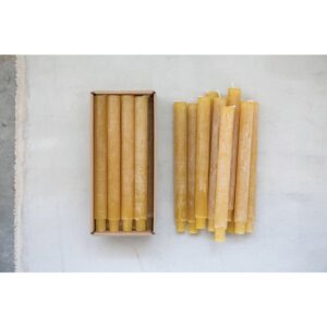 Set of 12 Unscented Powder Finished Taper Candles - Honey
