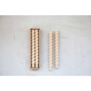 Set of 2 Boxed Twisted Taper Candles - Ivory