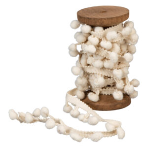 Ivory Pom Pom Garland on Wooden Spool