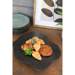 Black Limestone Lazy Susan with Rustic Edge