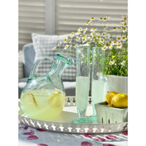 Hand Blown Recycled Glass Wine Decanter with Ice Pocket