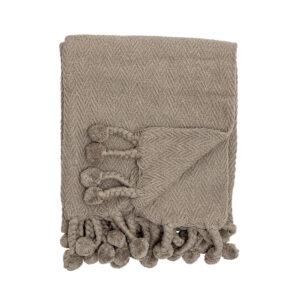 50"x 60" Grey Cotton Throw with Pom Pom Tassels