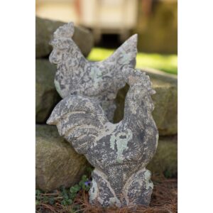 Set of 2 Aged Ceramic Hens