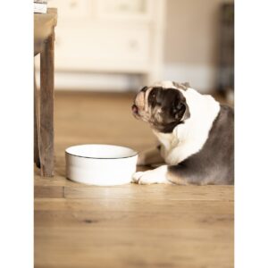 Farmhouse Black and White Stoneware Pet Bowl - Available in Large and Small