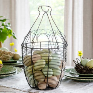 Artisan Handmade Folding Iron Egg Basket