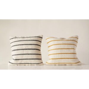 On The Coast Striped 20" Pillow - Choose Navy Blue or Yellow