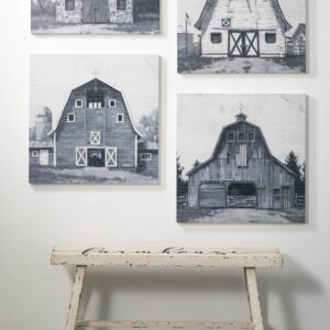 22" Black and White Barn Wall Artwork - Choose Style