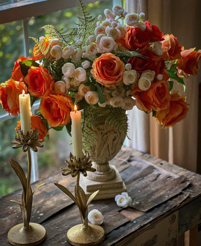 Set of 2 French Cottage Floral Taper Holders