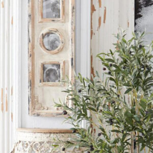 39.5" Antiqued Whitewashed Panel Triple Photo Frame