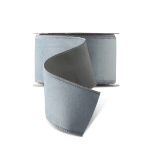 10 Yards Steel Blue Velvet Taffeta Backed Ribbon - 2.5" Wide