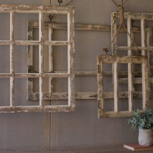 Set of 4 Window Frame Wall Decor with Rope Hangers