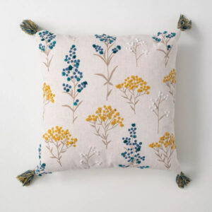 Embroidered Botanical Pillow