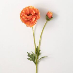 27" Orange Poppy Stem