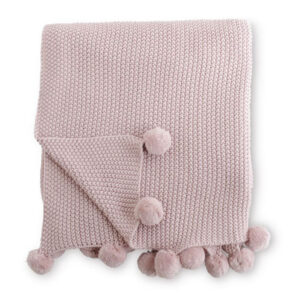 Pink Pompom Throw Blanket