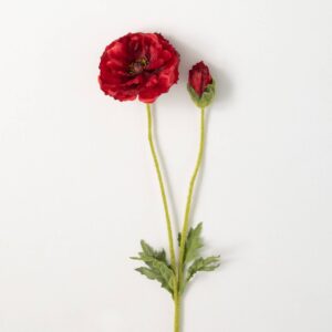 27" Red Poppy Stem