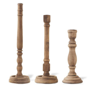 Set of 3 Mismatched Wooden Taper Candle Holders
