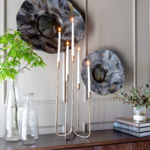 Tall Forged Brass Candelabra