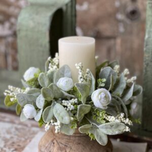 Debutante Candle Ring Wreath - White