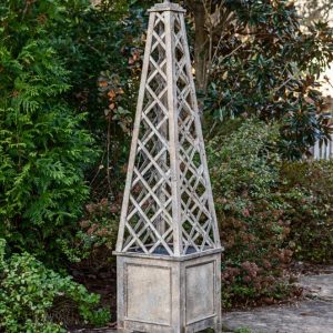 The Aged Metal Trellis Planter
