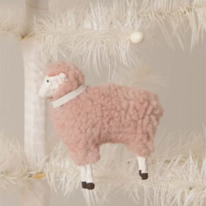 Bethany Lowe Pink Wooly Sheep Ornament