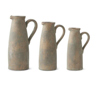 Rustic Terracotta Pitcher Vase with Brown Glaze - Choose Size