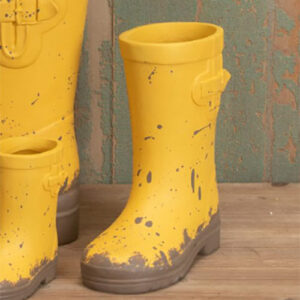 Resin Muddy Yellow Rainboot Vase Planter