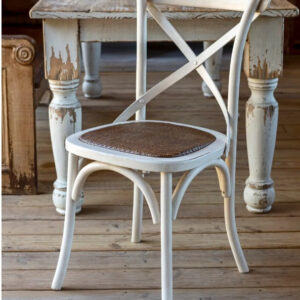 The White Painted Wooden Cross Back Chair