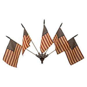 Wall Mount with 5 Primitive American Flags