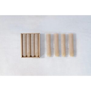 12 Unscented Powder Finish Taper Candles in Box - Linen Color