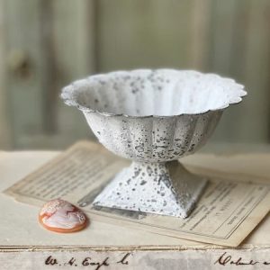 Weathered Pleated Metal Urn