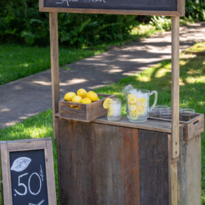 Lemonade Stand with Chalkboard and Crates